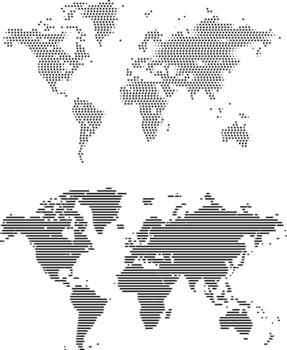 digital punteado modelo y línea modelo infografía mundo mapa. vector