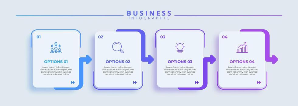 Infographic design with icons and 4 options or steps. Infographics for business concept. Can be used for presentations banner, workflow layout, process diagram, flow chart, info vector
