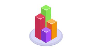 An amazing isometric animated icon of bar chart, used to visualize data, statistics, and comparisons. video