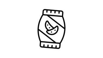 Ready to use line style animated icon of chips packet video