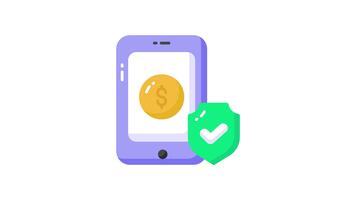 dollar inuti mobil med säkerhet skydda betecknar säkra betalning animerad begrepp video