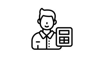 uma esboço estilo animado ícone do a contador com calculadora video