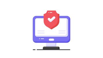 säkerhet skydda med övervaka som visar animerad begrepp animerad ikon av dator skydd video