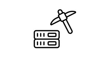Well crafted linear animated icon of active server mining video