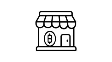 A modern linear animated icon of bitcoin store front video