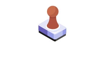 en digital animerad ikon representerar ett godkännande stämpel, vanligen Begagnade för dokumentera verifiering video