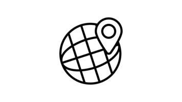 Globe with map pin, showing concept of geolocation in modern style video