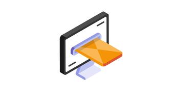 A digital envelope emerging from a screen, symbolizing online communication and notifications. video