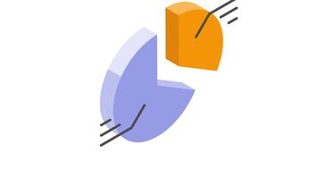 isometrisk paj Diagram animerad ikon highlighting specifika data segment för detaljerad analys video