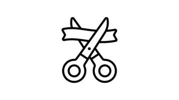 A linear animated icon showing ribbon cutting at inauguration event video