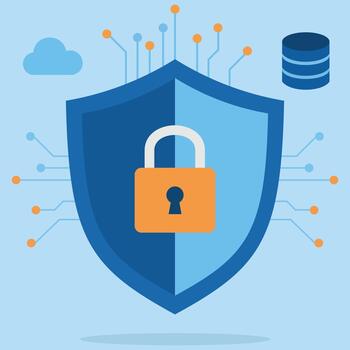 Cyber Security and Data Protection with Shield and Lock vector