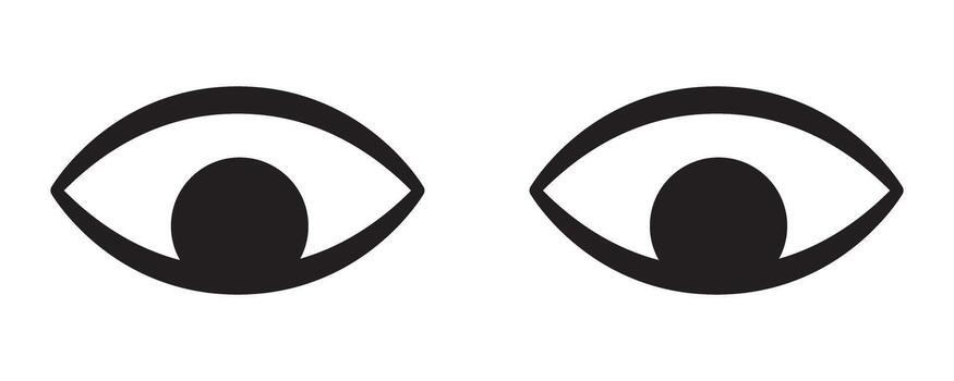 Pair of Eyes Looking Down Icon - Observation and Attention Symbol, Curious or Sneaky Expression Sign. vector