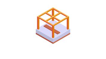 tak strukturera, byggnad ramverk isometrisk animerad ikon i trendig design stil video