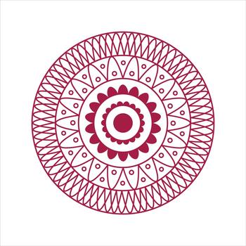 Intricate circular mandala design with geometric patterns and red hues vector