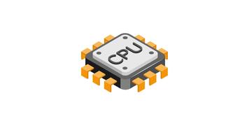 modern isometrisk ikon animering av cpu chip, anpassningsbar design video