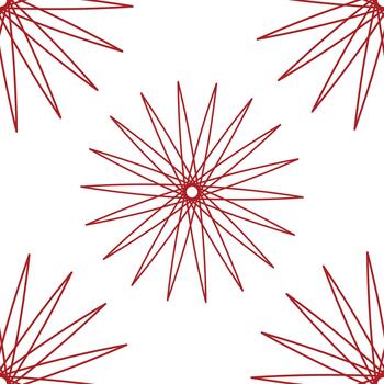 Intricate red starburst pattern on white background vector