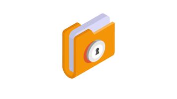krypterad mapp isometrisk ikon animation, skildrar säkra fil lagring och data skydd video