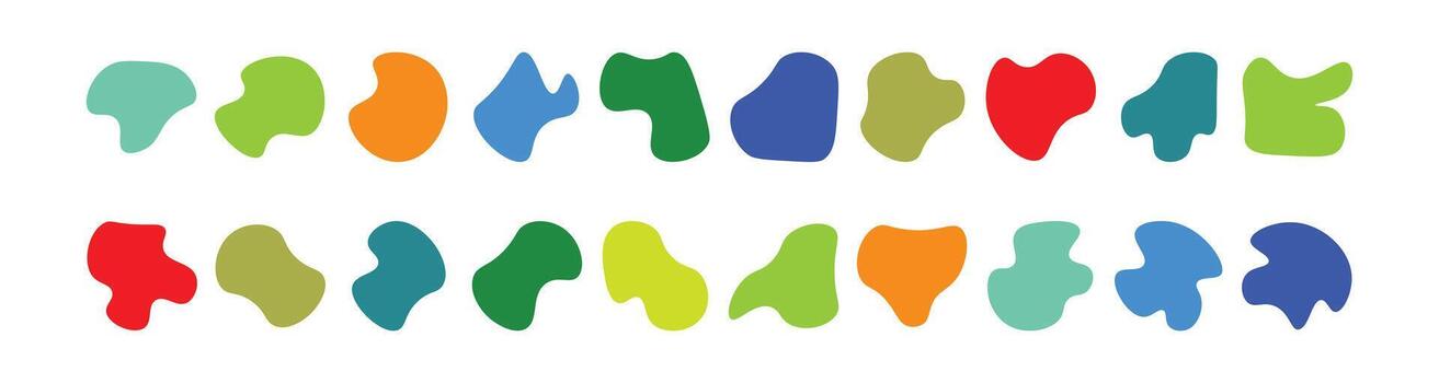 Colorful abstract blob shapes in two rows vector