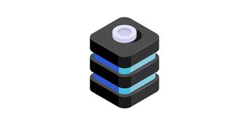 levar uma Veja às isto criativamente trabalhada dados servidor isométrico ícone animação video