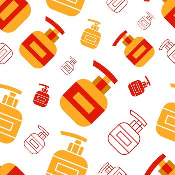 Seamless pattern of shampoo bottles vector