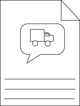 un papel con un doblada esquina caracteristicas un habla burbuja conteniendo un camión líneas son dibujado a el fondo vector