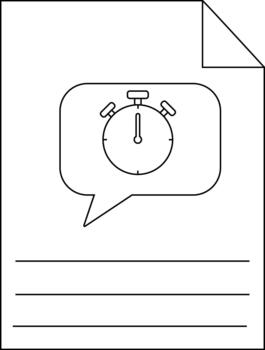 Document with a stopwatch icon and lines for writing vector