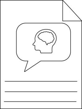 Image depicts a document with a speech bubble containing a brain outline and lines for writing vector