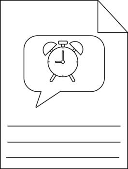 The image shows a sketch of an alarm clock inside a speech bubble on a piece of paper vector