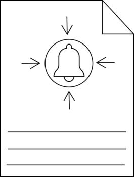 un documento muestra un notificación icono rodeado por flechas encima Tres líneas vector