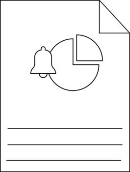 A document icon showing a bell graph curled corner and three lines vector