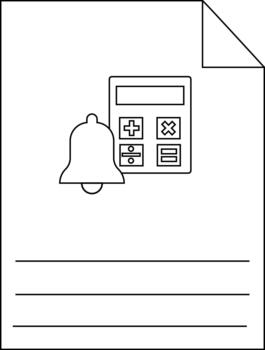 un documento con un calculadora campana y líneas para escritura presentando un doblada esquina vector