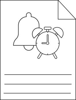 A drawing of a bell an alarm clock a document on a white background vector