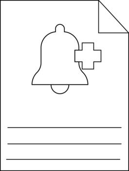 un archivo con un campana símbolo en eso y espacio para escritura vector
