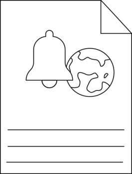 un notificación documento con un campana y globo líneas para texto y un doblada esquina vector