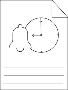 Document with a bell and clock graphic above blank lines vector