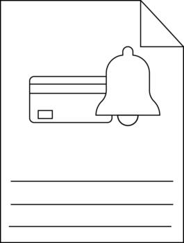 Icon displaying a file payment card and bell notification vector