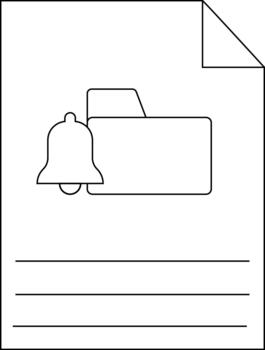 contorno de documento con doblada esquina carpeta campana y líneas a el fondo vector