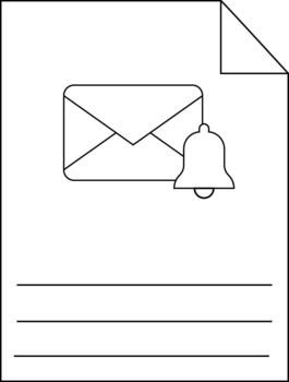 un documento con un correo electrónico notificación campana y doblada esquina es visible Tres líneas sugerir texto vector