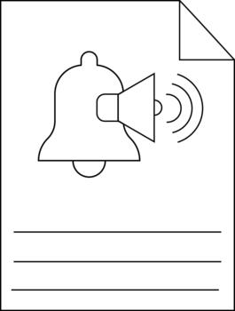 documento muestra notificación campana sonido olas con doblada esquina y espacio para texto vector