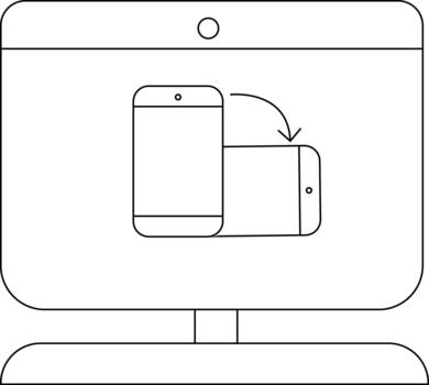 A monitor display showing a phone rotating from vertical to horizontal vector
