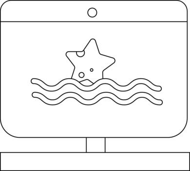 un monitor mostrando un estrella de mar creciente encima ondulado agua coronado con un poder botón en el marco vector