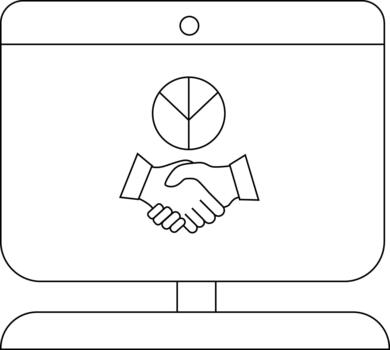 un pantalla muestra un apretón de manos abajo un segmentario circulo vector