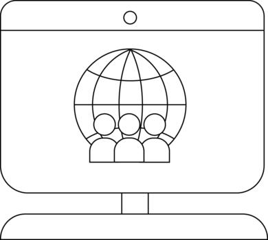 monitor mostrando globo terminado Tres cifras prestados en contorno estilo vector