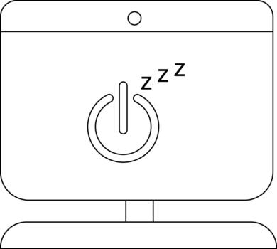 A computer monitor displaying a sleep mode icon with letter Zs indicating sleep vector