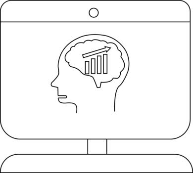 A screen displays a profile with a brain containing a growth bar graph vector