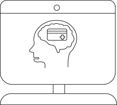 pantalla mostrando un cabeza perfil pensamiento burbuja con un tarjeta dentro vector
