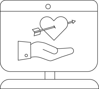 monitor monitor caracteristicas un corazón traspasado por un flecha encima un mano vector