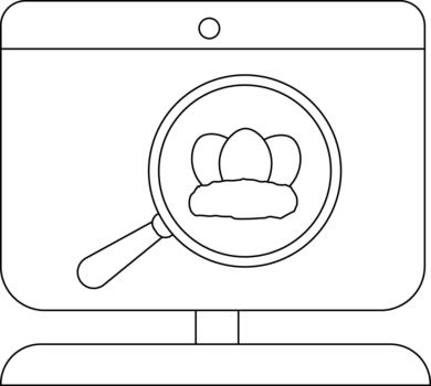A computer screen displaying a magnifying glass focused on three eggs nestled on a bed vector