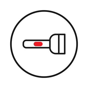 A clean illustrative icon depicting a flashlight within a circular frame for diverse designs or vector
