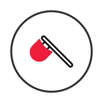 A minimalist emblem depicting a vibrant pennant against a stark backdrop with circular frame vector